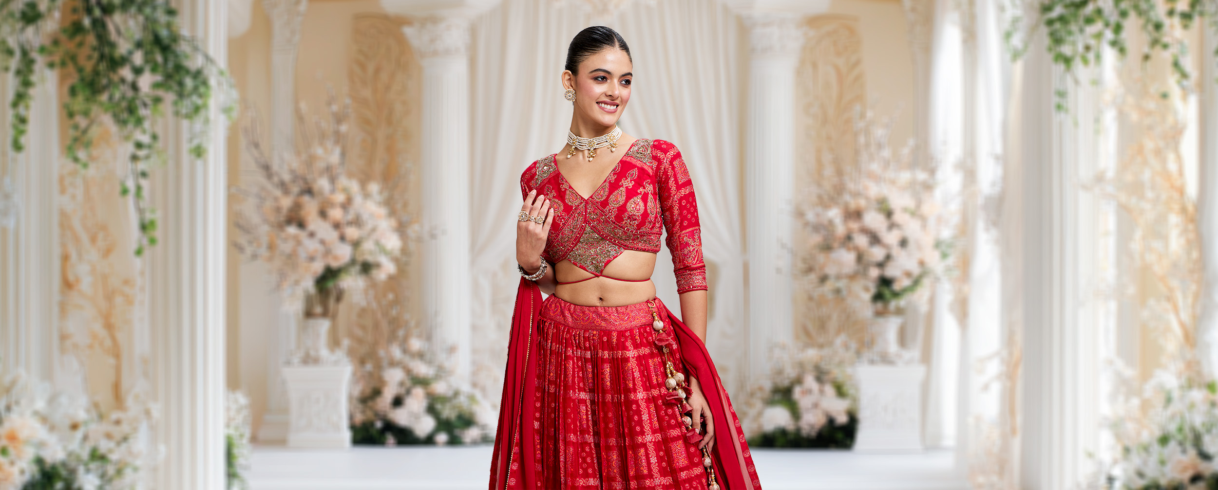 Bride wearing beautifull red lehenga 